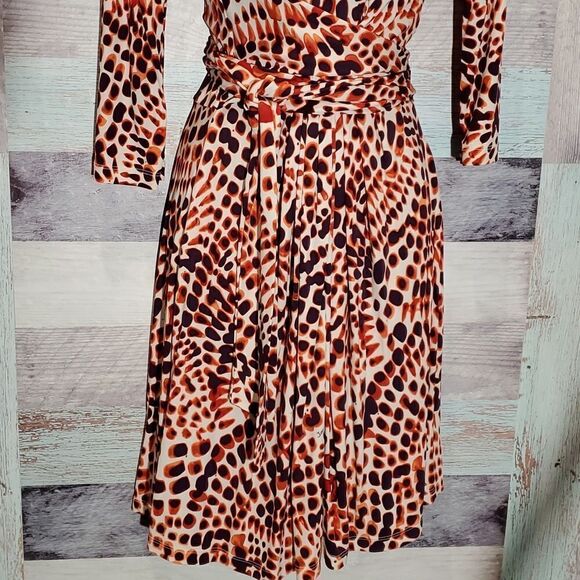 Banana Republic Issa Multicolor Leopard Print Wrap Dress Stretchy Career Sz XSP - Picture 4 of 11